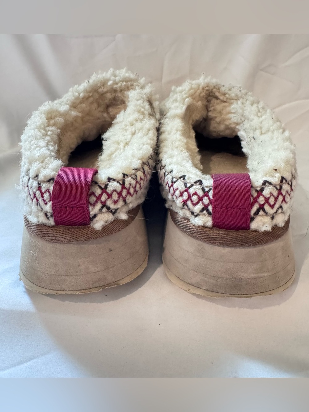UGG Tazz Heritage Braid Natural Sheepskin Slipper Womens Sz 7 US Platform VGUC - Picture 4 of 10
